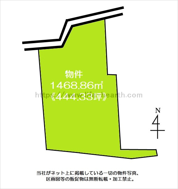 本庄市　土地面積:1468.86平米 ( 444.33坪 )　