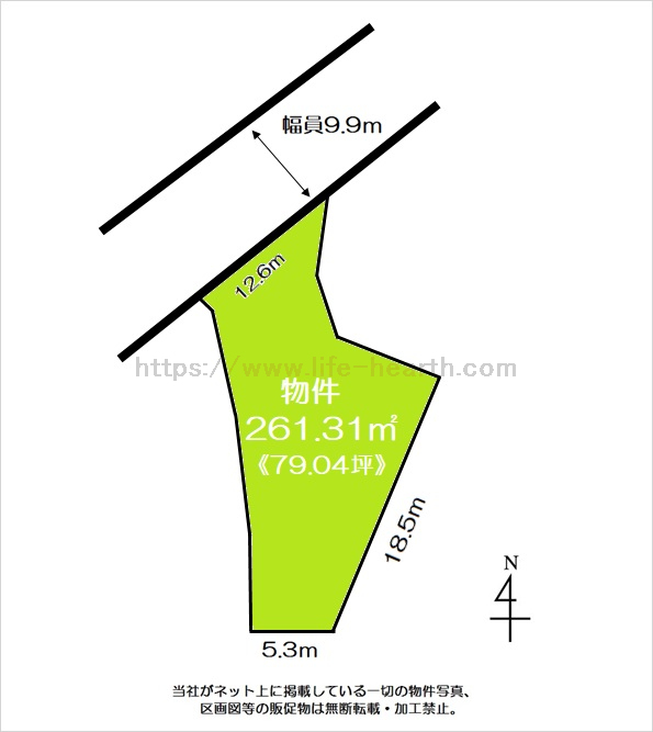 上里町　土地面積:261.31平米 ( 79.04坪 )　