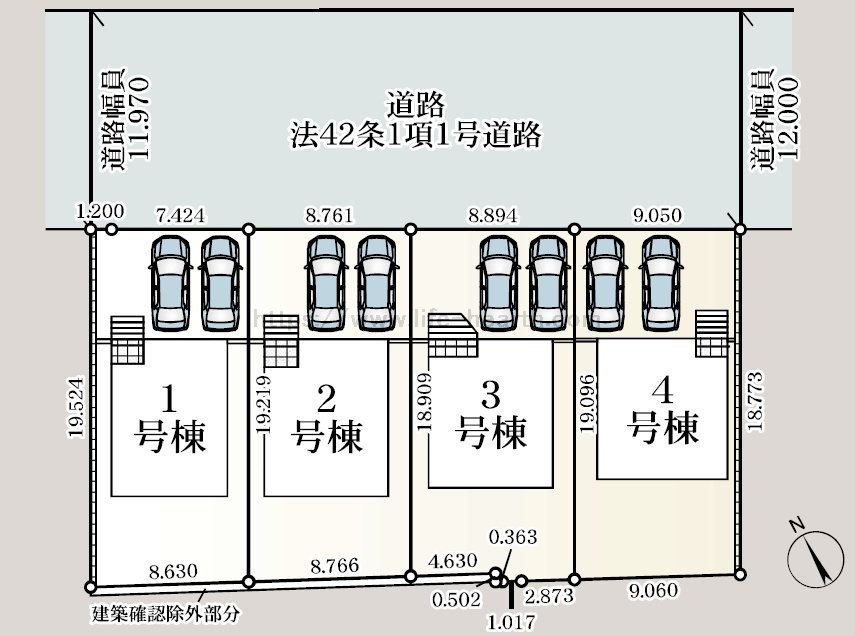 本庄旭小学校区 新築住宅 <br />本庄市下野堂2丁目18番7の一部、18番6【全4棟】 本庄旭小学校区 新築住宅 <br />本庄市下野堂2丁目18番7の一部、18番6【全4棟】